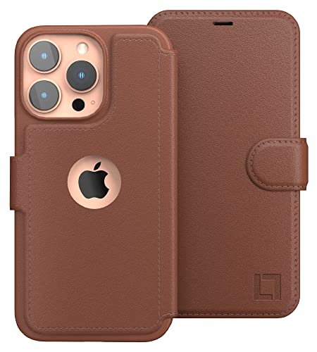 LUPA Legacy iPhone 13 Pro Max Wallet Case - Case with Card Holder - [Slim + Durable] for Women and Men - iPhone 13 Pro Max Flip Cell Phone case - Faux Leather - Folio Cover - Caramel Brown