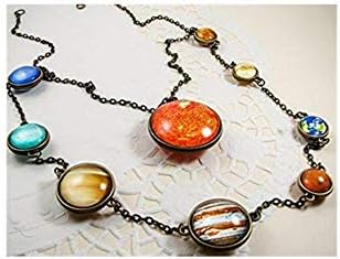 Solar system necklace with Sun, Planet necklace, Space jewelry, Unique jewelry, Double sided glass