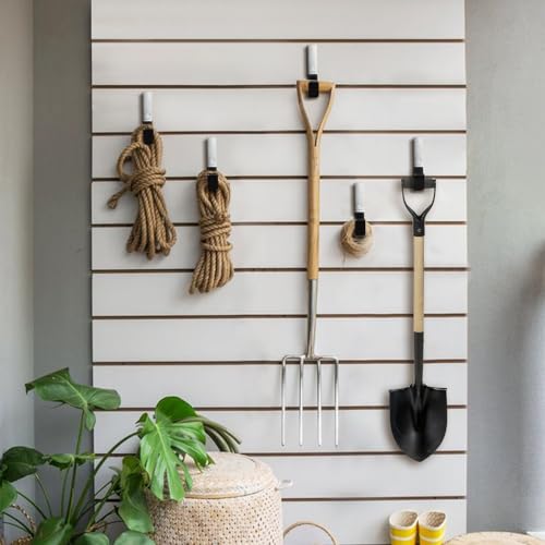 GeeWatom Heavy Duty Steel Garage Hooks,Garage Storage Utility Hooks,Anti-Slip Hanger, Tool Organizer,Steel Wall Mount Organizer, Garden Hose Hanger (Small-2PC)