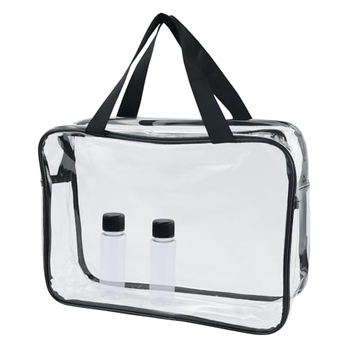 Bolsa de transporte transparente, grande, impermeable, transparente, bolsa de aseo, bolsa de aseo, cremallera gruesa de PVC, organizador de cosméticos, almacenamiento de playa, accesorios de viaje,