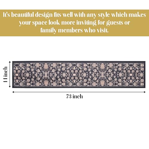 Image of Homerz Premium Runner for 6 Seater Dining Table, 13x72 inch Size, Antiskid Backing, Soft Velvet Fabric (Nawab)