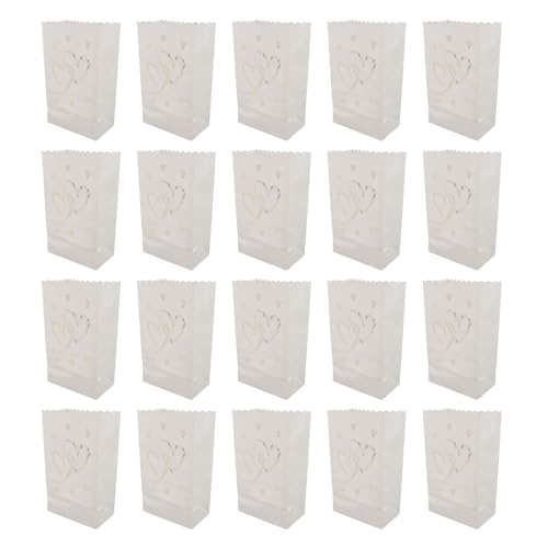 Xolsurg Tea Light Candle Bag Heart Shape Design Flame Retardant Paper Lantern Bag Wedding Party Light Decorations