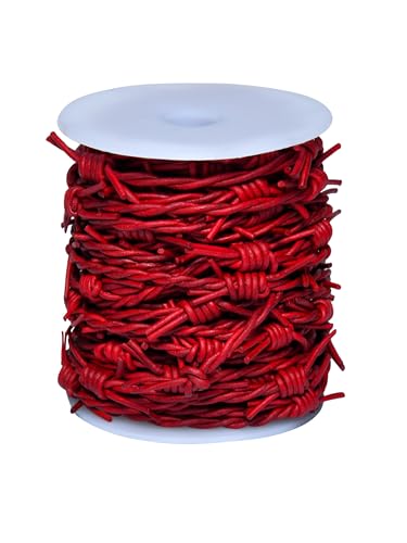32,8 piedi = 10,94 metri di filo di cuoio spinato, colore - rosso sangue, spessore - 3,0 mm (7,0 mm sui nodi)