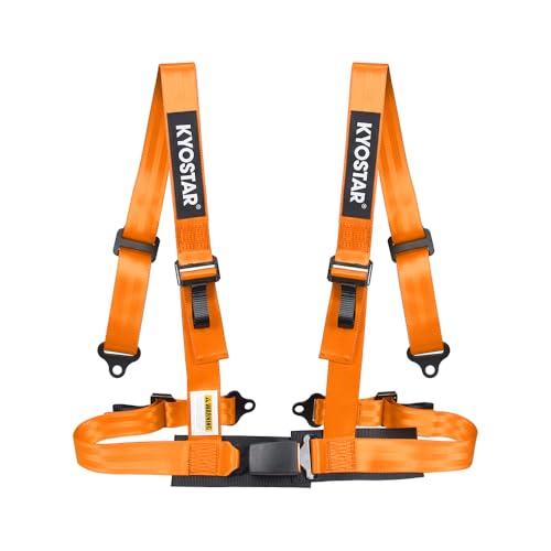 Kyostar 4 point Harness Seat Belt with 2'' Ultra Soft Heavy Duty Shoulder Pads Fits Go Kart,UTV,ATV,Racing (ORANGE-NEW)