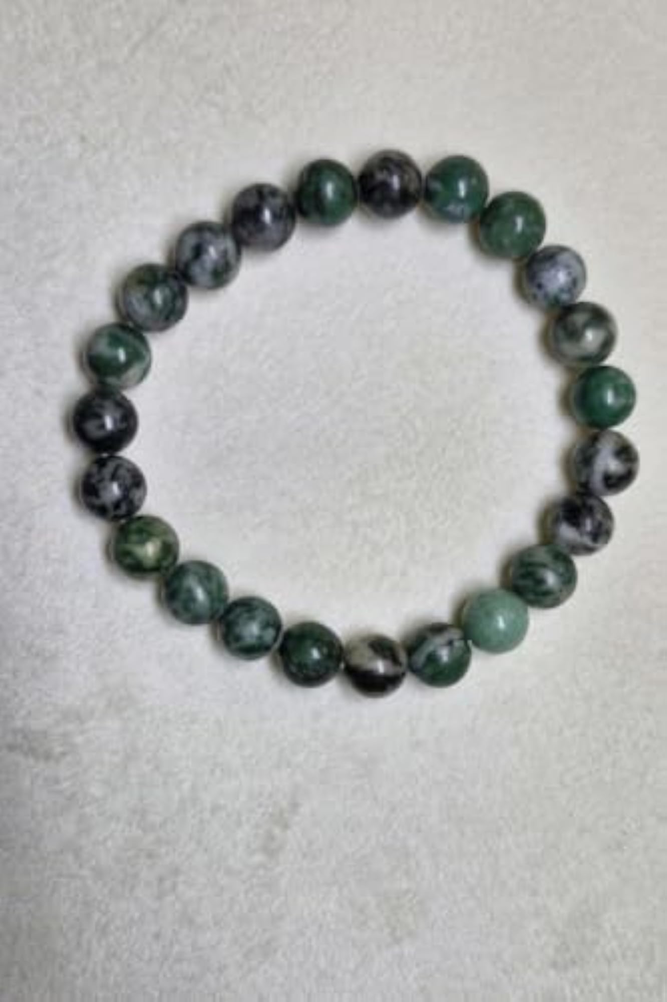 Unisex Natural Serpentine 8mm Round Bead Stretchable Bracelet