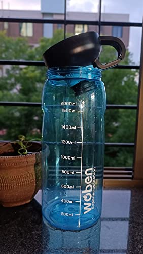 Image of Original Woben Leak proof BPA-Free Reusable Plastic Fitness Sports Water Bottle, (Random Colour, Large Capacity 2 L) 1 pcs