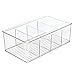 mDesign Plastic Food Storage Organizer Bin Box - 4 Divided Sections - Holder for Seasoning Packets, Pouches, Soups, Spices, Snacks for Kitchen, Pantry, Cabinet, Refrigerator - Clear
