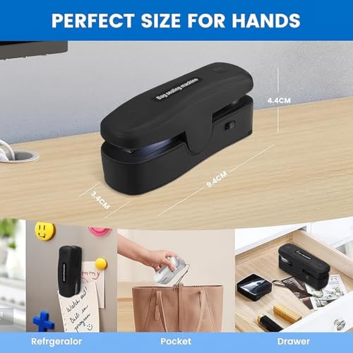 Image of 2 In 1 Mini Bag Sealer with Cutter, Rechargeable Heat Sealer, Portable Snack Bag Sealer for Plastic Bag Food Storage (Black)