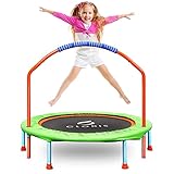 CLORIS 38 inch Mini-Trampolin für Kinder, tragbares Rebounder-Trampolin für Kleinkinder, mit verstellbarem Schaumstoffgriff, faltbares Fitness-Körpertraining für drinnen und draußen, Spielen