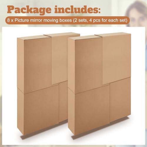 Ireer 2 Set Picture Shipping Box 40\" x 60\" x 4\" Corrugated Cardboard Adjustable Boxes for Shipping TV Picture Mirror Moving Packing Glass Storage Supplies - Thumbnail 3