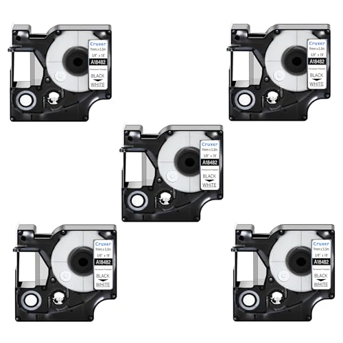 18482 A18482 �p�[�}�l���g�|���G�X�e�����x���e�[�v Dymo Rhino 5200 4200 5000 6000 ���x�����[�J�[�Ή� �z���C�g�Ƀu���b�N�v�����g 3/8�C���` x 18�t�B�[�g (9mm x 5.5m) 5�p�b�N