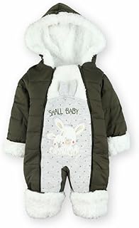 سالوبيت شتوي للأطفال مع بطانة منفوشة وطباعة أرنب - مقاس 3-6 اشهر، أخضر غامق