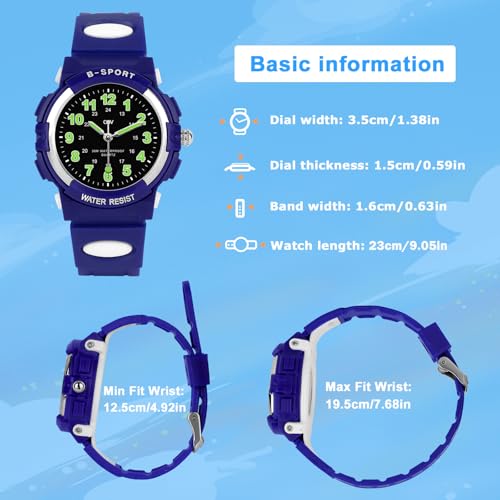 Image of CKV Kids Watch for Boys Girls Ages 5-12, Waterproof Time Teacher Easy to Read Analog Sport Outdoor Children Watches with Soft Band for Kids