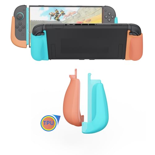Image of MystiForge Split Grips for Nintendo Switch 2 Joycon 2 - Ergonomic, Anti-Slip TPU, Quick Release & Lightweight (Orange&Blue)