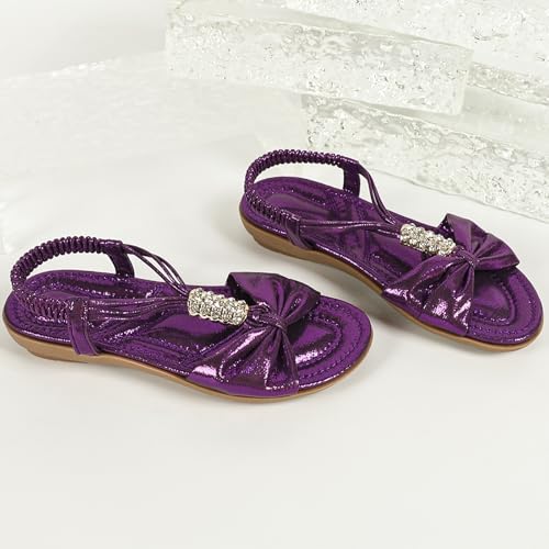 Image of Toddler Girls Sandals Elastic Strap Comfort Soft Princess Flats Summer Cute Bowknot Summer Shoes