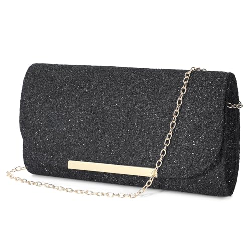 UBAYMAX Bolsos Fiesta para Mujer, Elegante Encaje Clutch Monedero del Banquete de Boda,Bolso Mensajero de Boda Invitada,Handbag para Prom/Fiesta Boda Exterior/Cumpleaños (A - Negro)