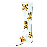 Red Lion Ribbon Knee High Sock (White/Gold - Small)