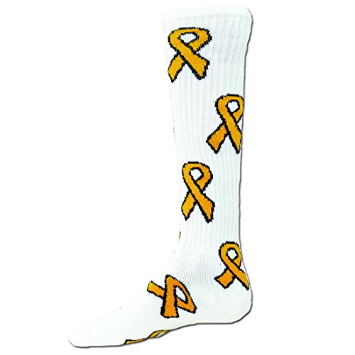 Red Lion Ribbon Knee High Sock (White/Gold - Small)