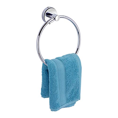 Image of USF Round Napkin Towel Ring for Bathroom, 304 Stainless Steel Hand Towel Holder for Wash Basin, Wall Mounted Bath Accessories, Anti Rust Silver Finish, 3 Years Warranty
