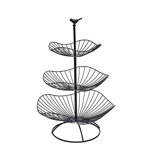 Gaabungky Portafrutas extraíble de 5 kg, 3 pisos, cesta de frutas de metal, diseño ahuecado abierto, cesta para servir verduras, frescos, fruta, base redonda, soporte para fruta, verduras, aperitivos