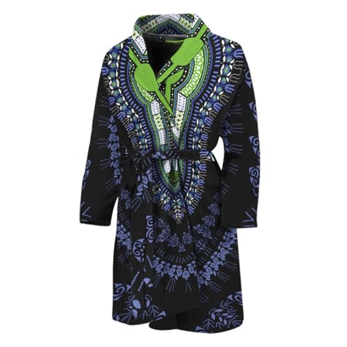 Blue And Black African Dashiki Print Bathrobe For Men And Women