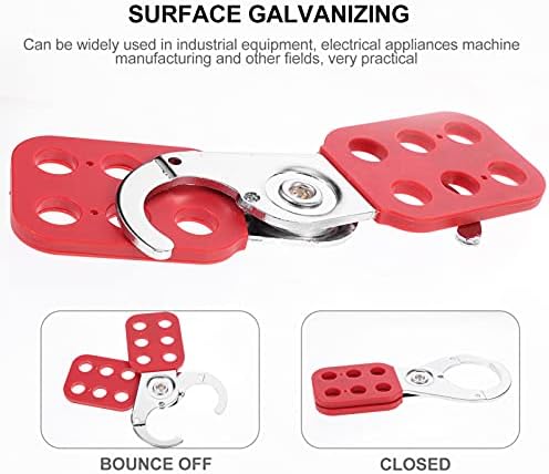 Balacoo 6pcs Jaw Steel Lockout Hasp Tagout Hasp Steel Padlock Hasp Lockout Safety (Red) Diameter 25mm/ 38mm