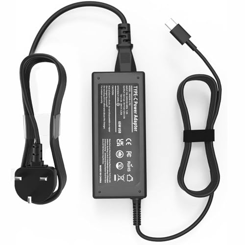 Riabwwox 65W USB C Laptop Charger Compatible with Lenovo ThinkPad T14 T15 T16 T480 T480s T490 T490s T570 T580 T590 X280 X380 X390 E14 E480 E580 L13 Yoga 720 C930 C940 Chromebook Type C Power Adapter