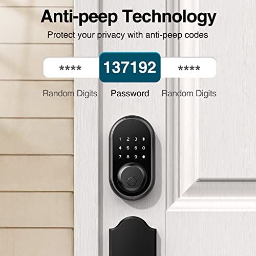 Keyless Entry Door Lock With Handle, Calzibeno Front Door Lock With Keypad, Electronic Touchscreen Keypad Deadbolt Lock, Featuring Auto Lock, Anti-Peeping Passcode, Easy To Install – Matte Black #TOP3
