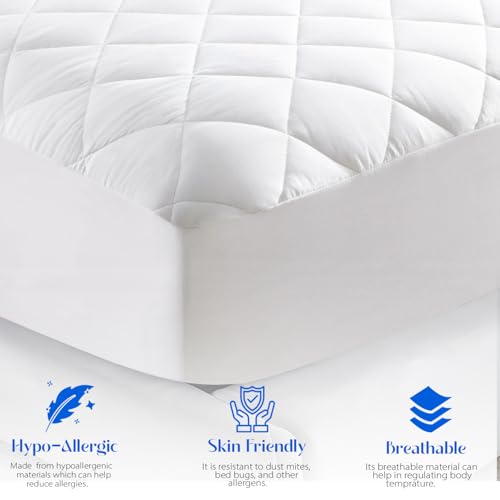 Protector de colchón King transpirable cómodo y acolchado para cama grande 4