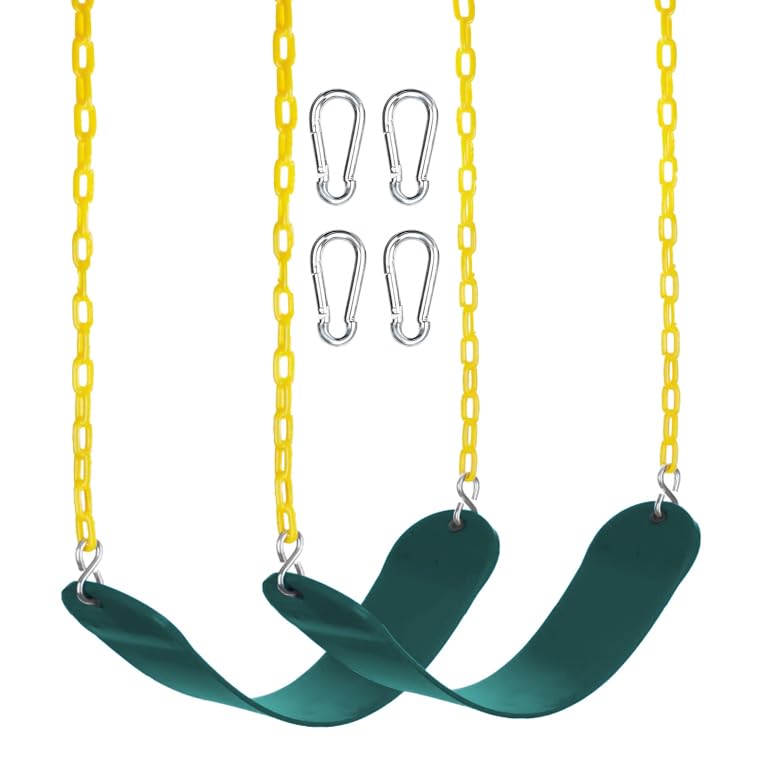 Heavy Duty Swing Seat for Kids, Jungle Gym Swing Playground with Plastic Coated Chain with 4 Snap Hooks for Easy Install Swing Set Replacement Outdoor