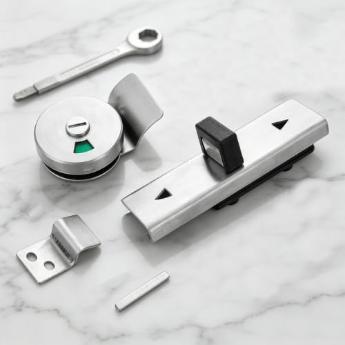 Cerradura con indicador de baño de acero inoxidable que evita interrupciones 6