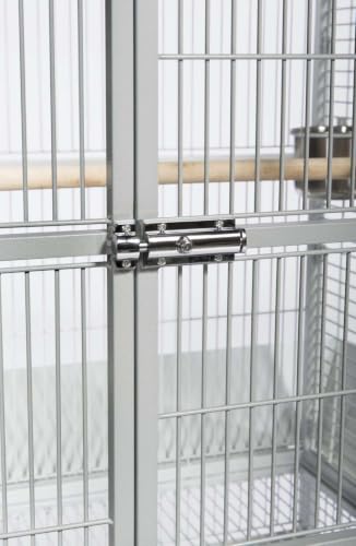 Image of Prevue Pet Products Wrought Iron Select Bird Cage - Large Steel Cage with Rolling Stand and Seed Guards, Durable Design, Ideal for Conures and Medium Birds - Pewter Hammertone