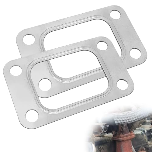 LTDCVTR 2PCS T3 Turbine Flange Gasket, 4.2' x 2.5' Stainless Steel 4-Hole Washer, Turbocharger Intake Manifold...