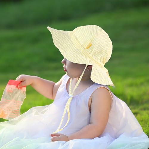 Baby & Toddler Wide Brim Sun Hats UPF 50+ Sun Protection Bucket Cap Cute Adjustable Hat in Seersucker4