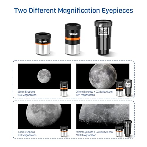 Image of AOMEKIE Telescope 650x90mm Astronomical Refractor Telescope for Adults & Beginners, Fully Multi-Coated High Transmission Coatings EQ Mount with Tripod, Phone Adapter, Wireless Control