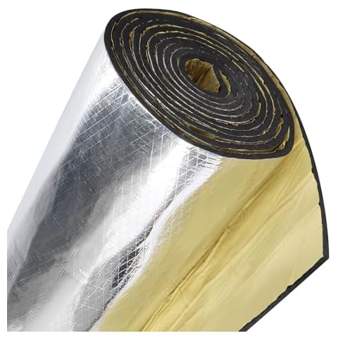 FOURUB 15MM 590Mil Car Heat Sound Insulation Mat Damping Noise Deadening Pad Auto Aluminum Foil Foam Roll (39inch x 116inch) Cover