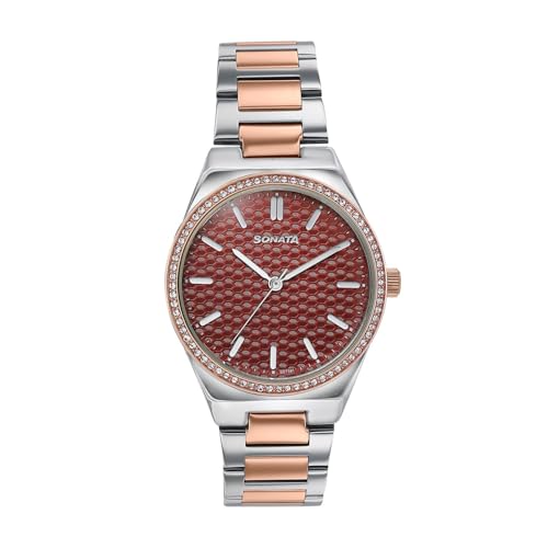 Image of Sonata Jashn with Quartz Analog Marron Dial IPS /IPRG Strap Women's Wedding Watch - 87120KM02