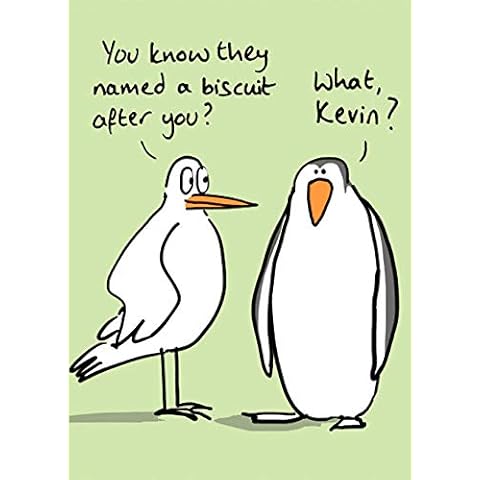 Humorous Penguin Biscuit Birthday Card Cover