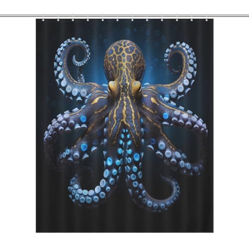 Rideau de douche pieuvre imperméable et lavable en polyester anti-éclaboussures 152x183 - 7