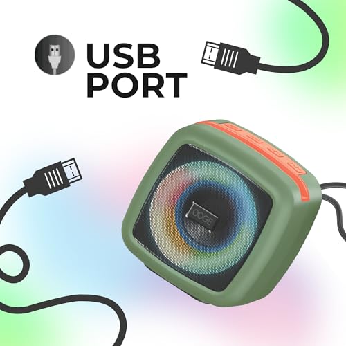 Image of OOGE Vibebox 1000 Bluetooth Speaker | 7W Wireless Speaker with AUX & USB Port | RGB Lights | Type-C Charging | Bluetooth 5.3 | Deep Bass | Compact & Stylish | Green