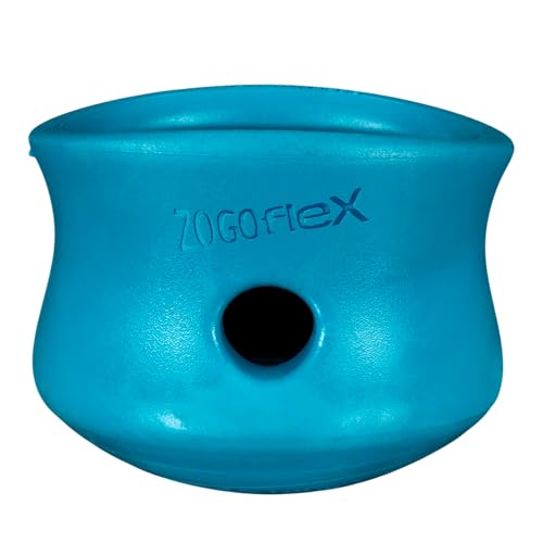West Paw Toppl Durable Dog Treat Puzzle Toy for Small to Medium Dogs- Engaging Interactive Chew Toy for Mental Stimulation, Slow Feeding- Quarter Cup Capacity - River Blue, Small