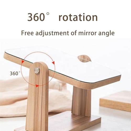 Image of Natural Wooden Tabletop Makeup Vanity Mirror with Broad Stable Base