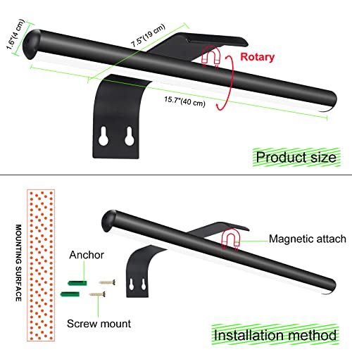 Picture Light Battery Operated, 16Inch Rechargeable Picture Frame Light With Remote, Cordless Picture Lights For Paintings, Dimmable Led Art Display Lamp For Dartboard Wall Artwork Portrait-Black #TOP6