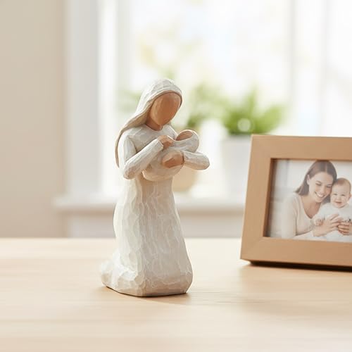 Estatua Virgen María con Niño Jesús en Resina 15 cm miniatura 2