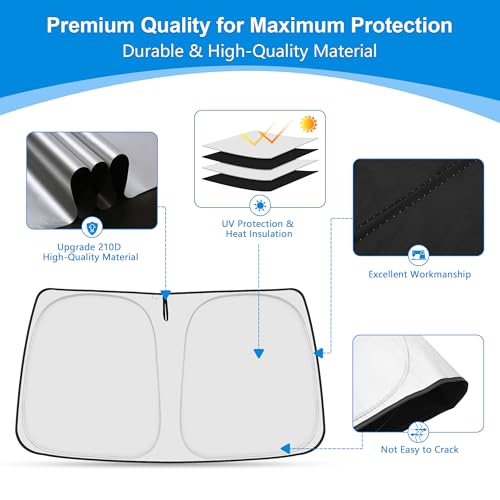 Image of Front Windshield & Side Window Sun Shade for 2015-2024 Fo-rd Transit Van High and Medium Roof, Foldable Window Sunshade Sun Visor Protector, Window Shades Blocks UV Rays Heat, Pack of 3