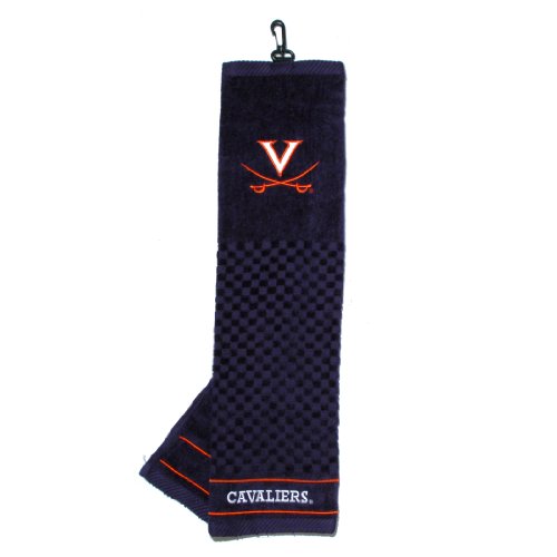 Image of Team Golf NCAA Virginia Cavaliers Embroidered Golf Towel Embroidered Golf Towel, Checkered Scrubber Design, Embroidered Logo