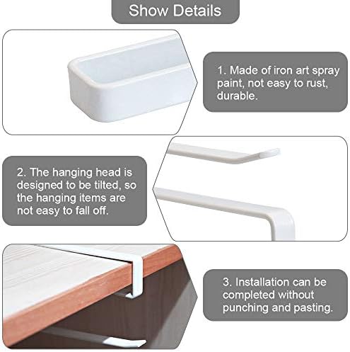 TANCUDER 2 Pcs Paper Towel Holder Under Cabinet Paper Rolls Rack Organizer Kitchen Paper Hanger Storage Napkins Rack for Toilet Bathroom Living Room, Drill Free (White)