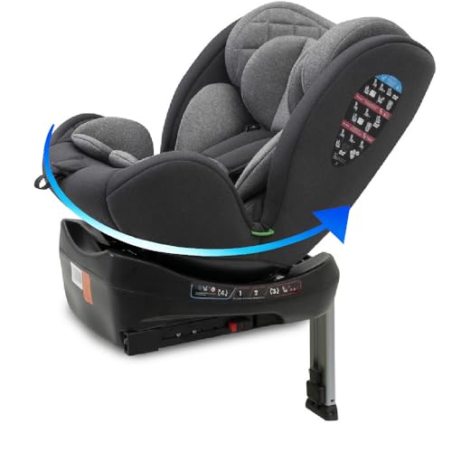 Various Silla de coche i - Size GR. 0+/1/2/3-40-150 cm–Edad: desde el nacimiento hasta los 12 años–0–36kg - Giratoria – ISOFIX (Gris)