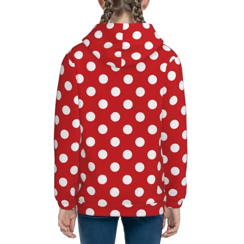Red Polka Dot Kids Pullover Hoodies Boys Sweatshirts Girls Athletic Clothes with Pocket4