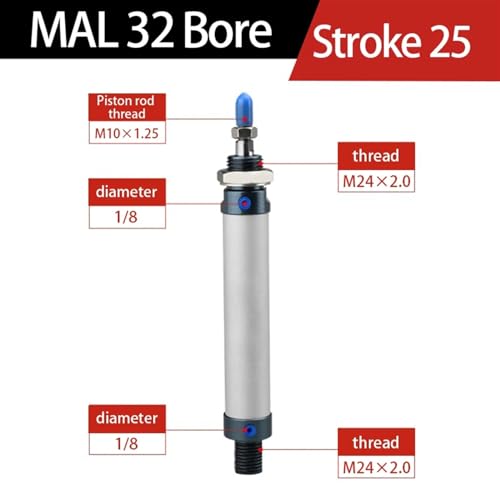 Vérin pneumatique MAL 32mm mini cylindre double effet aluminium